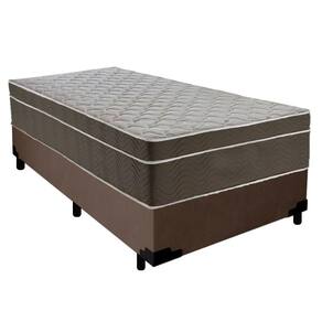 Cama Box Suede Solteiro + Colchão Serene Molas Ensacadas 88x188x65 Marrom