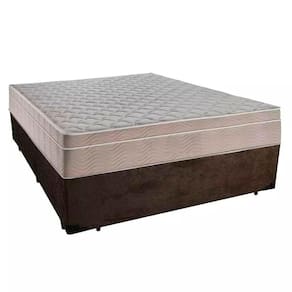 Cama Box Casal Suede + Colchão Serene Molas Ensacadas 138x188x65 Cor:marrom