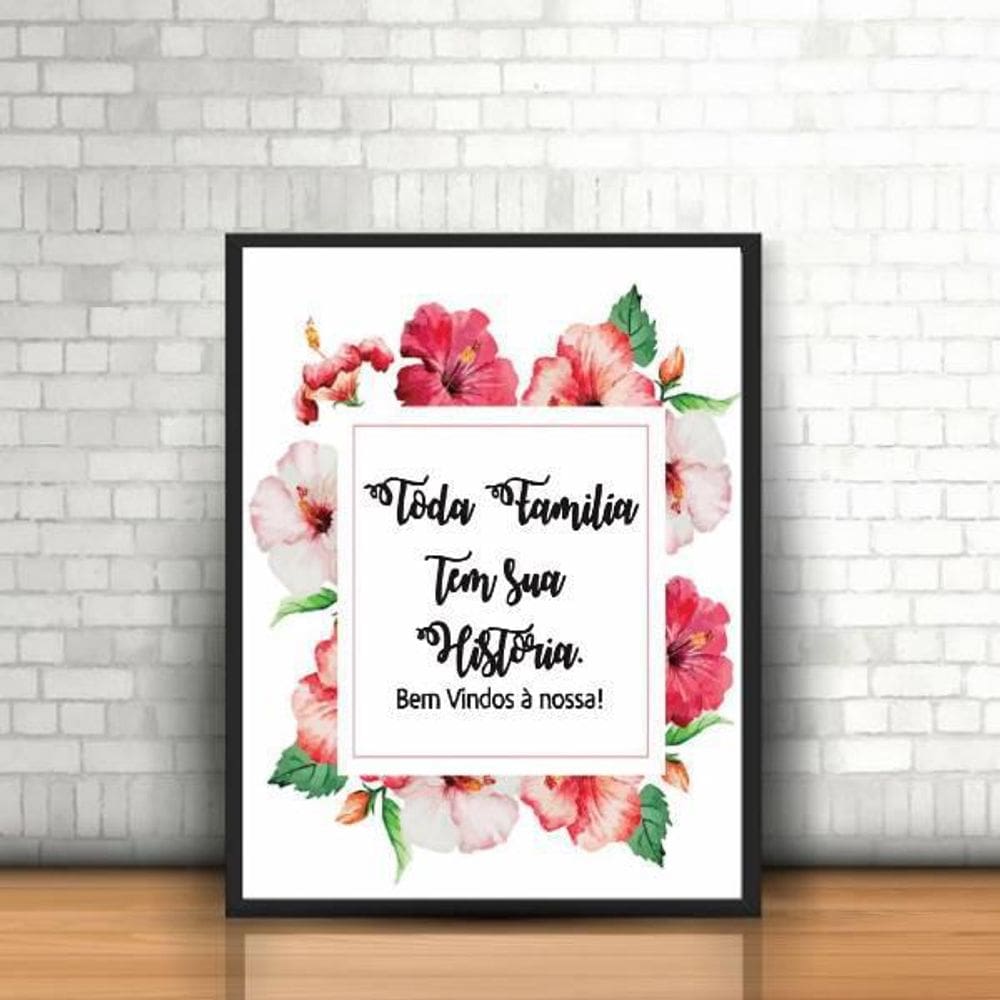 Quadro Bem Vindos A Nossa Família 45X34Cm Moldura Preta