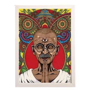Quadro Decorativo Desenho Gandhi 33X24Cm Com Vidro - Branca