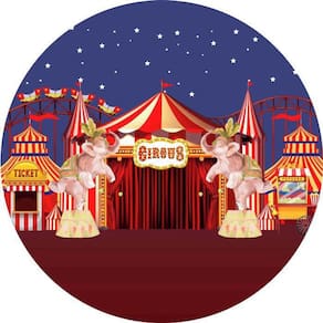 Painel Redondo 3D Sublimado Circo Vermelho Frd-313