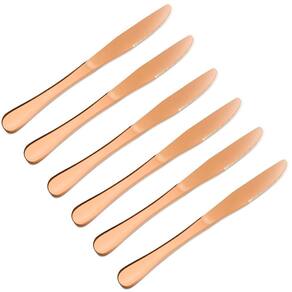 Conjunto Facas 6pçs Refeição Inox Rose Gold Luxo Rústico