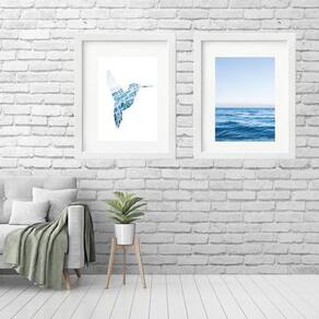 Kit 2 Quadros Grandes Mar Beija-Flor - 60X48Cm