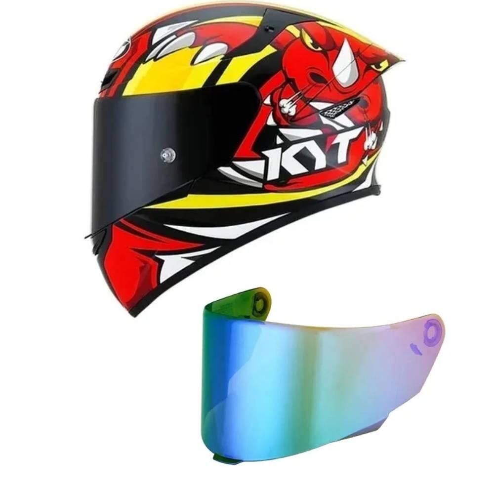 Capacete KYT TT Course Rhino Preto e Vermelho Mais Viseira Camaleão