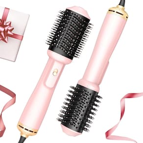 Escova para secador de cabelo Lopeie 4 em 1 volumizador com barril oval rosa