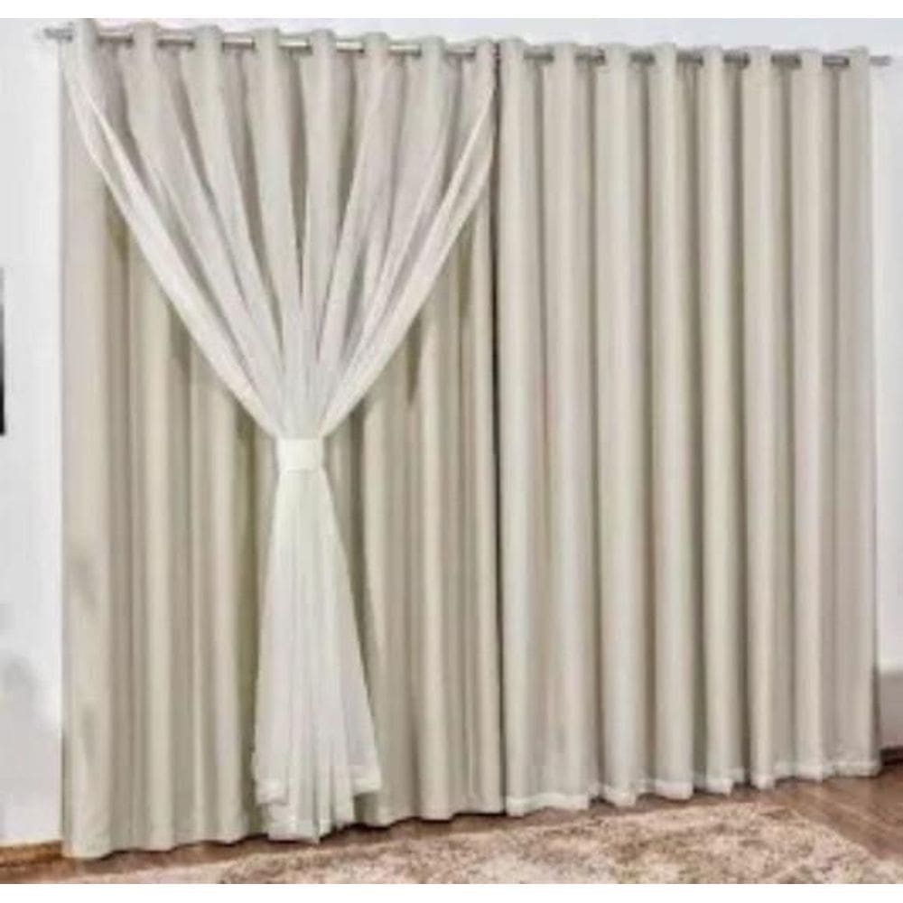 Cortina Blackout Com Voil Palha 5.40 X 2.90