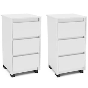 Conjunto 2 Mesas de Cabeceira 3 Gavetas Coimbra Branco