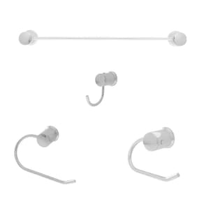 Kit Acessórios Para Banheiro Luxo 4 Peças Em Metal Polido