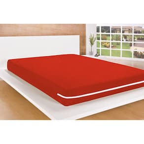 Capa De Colchão Cama Solteiro Com Zíper Malha Gel Vermelho