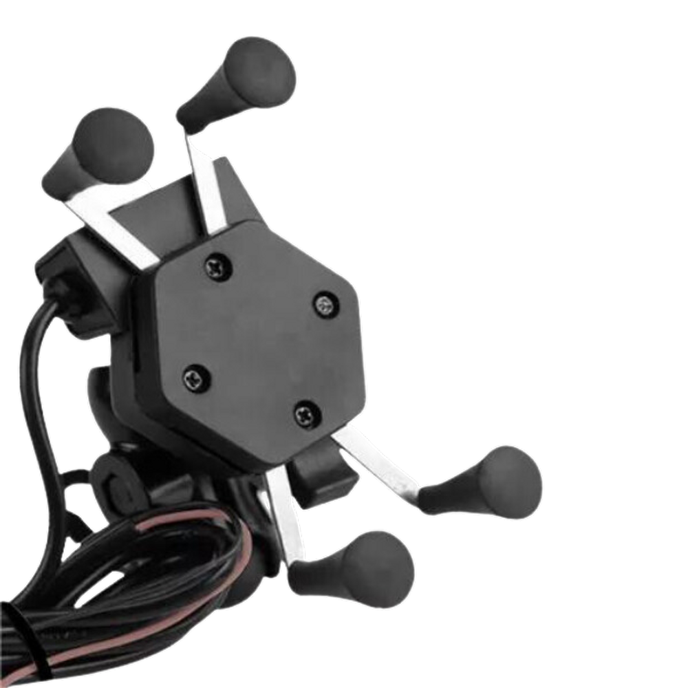 Suporte garra para celular moto universal com carregador usb