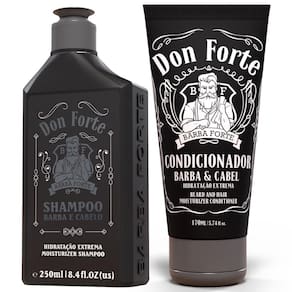 Kit Shampoo + Condicionador Don Forte Hidratação Extrema Barba e Cabelo Barba Forte