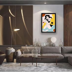 Quadro Figurativo Série Mulher Verão 2 33X24 C/Vidro - Preta