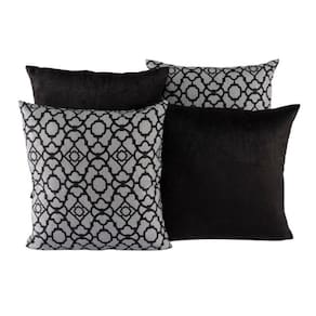 Kit 4 Almofadas Jacquard Decorativas 40X40 Preto - 007