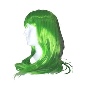 Peruca Longa Sintética Verde 60 Cm Cosplay
