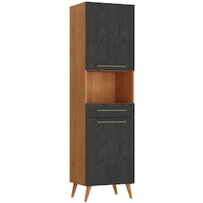 Paneleiro Zanzini Favorita para Micro-ondas com gaveta e 02 portas com 59 cm de Largura Cinamomo Preto Catedral