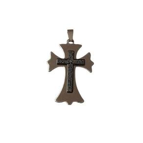 Pingente Crucifixo Niquelado 42Mm Com Oração Do Pai Nosso