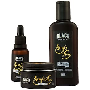 Kit Barba Balm em Cera + Shampoo + Óleo Hidratante Single Ron Black Barts