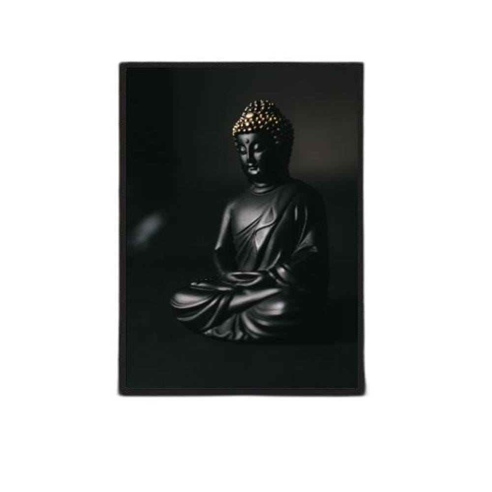 Quadro Fotografia Buda Negro 24X18Cm - Madeira Preta