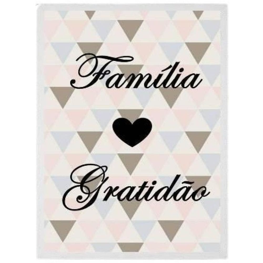 Quadro Geométrico Família Gratidão Moldura Branca 24X18Cm