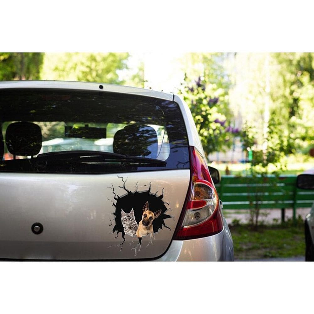 Adesivo Parra Carro 3D Gato E Cachorro