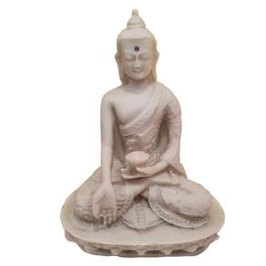 Buda Sidarta De Pó Mármore Meditação Branco 13.5Cm Modelo 3