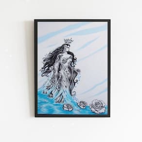 Quadro Umbanda Figura Iemanjá 24X18Cm Preta