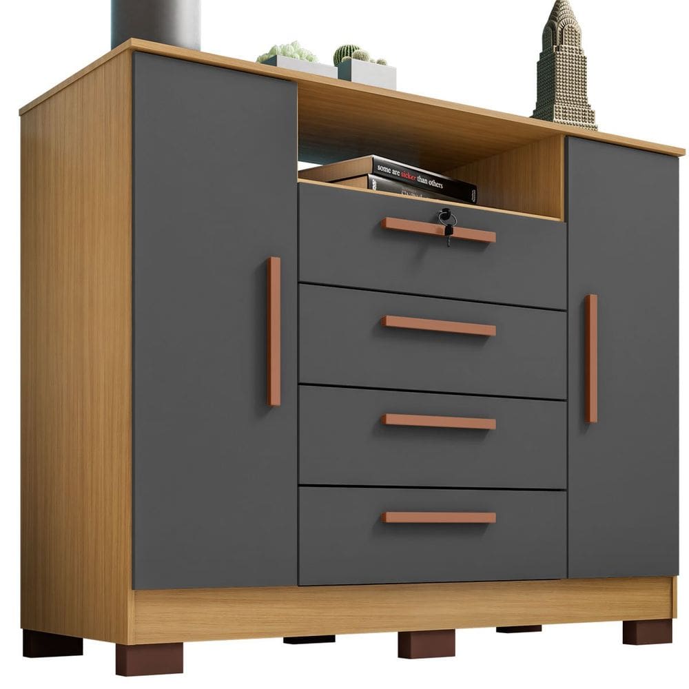 Cômoda Sapateira Rack para Quarto 2 Portas 4 Gavetas Madri