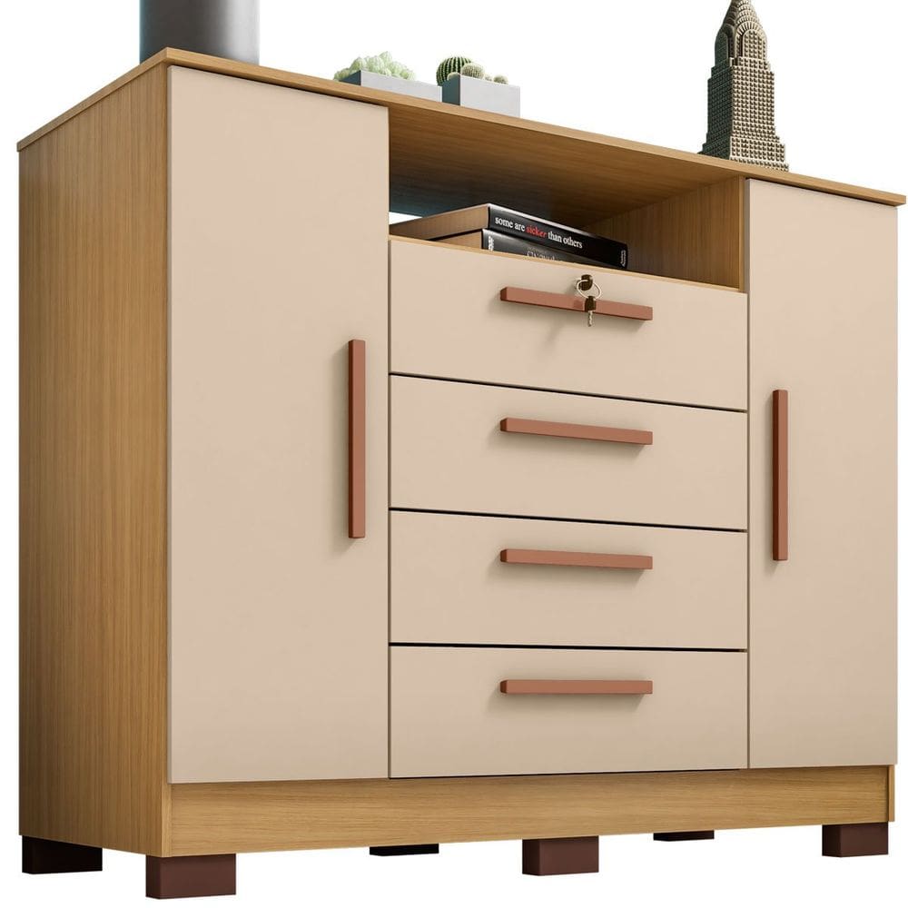 Cômoda Sapateira Rack para Quarto 2 Portas 4 Gavetas Madri