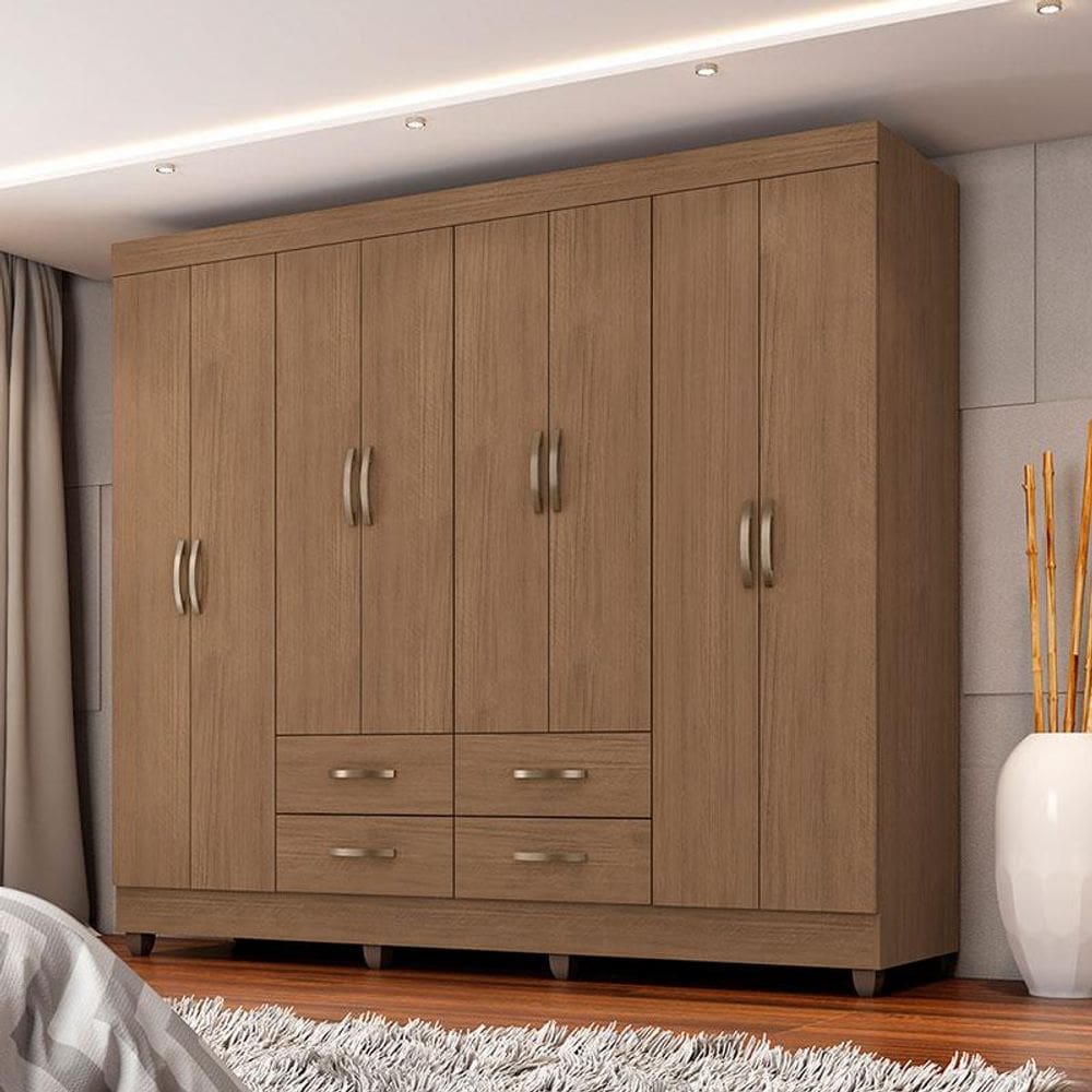 Guarda Roupa Casal Ambiente Porto 8 Portas Carvalho OAK - Móveis Leão
