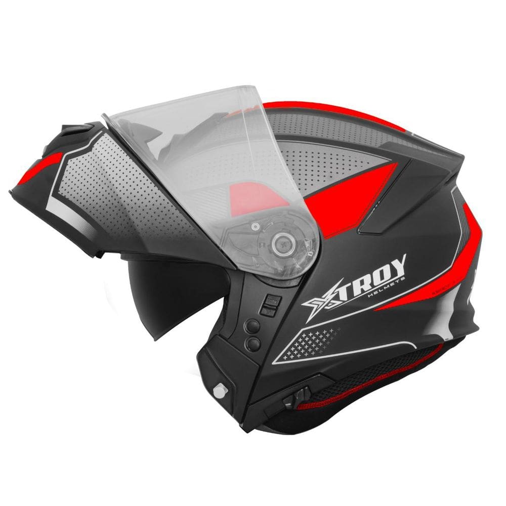 Capacete Ebf Xtroy Escamoteavel RMC Preto e Vermelho Fosco