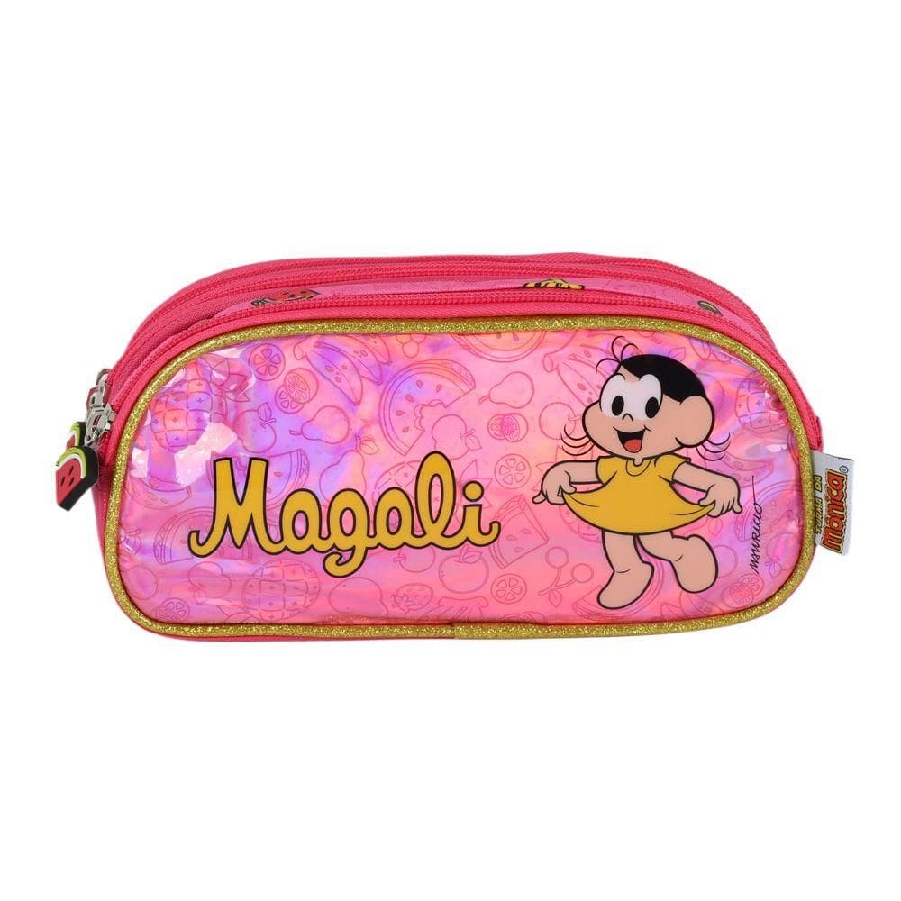 Estojo Escolar Luxcel Turma da Mônica Rosa