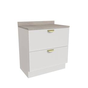 Balcão 2 Gavetões 80cm com Tampo Arizona Cabecasa Madeiramadeira Branco/Champanhe
