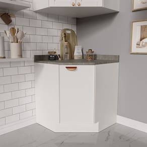 Balcão de Canto Oblíquo com Tampo Arizona Cabecasa Madeiramadeira Branco/Cobre