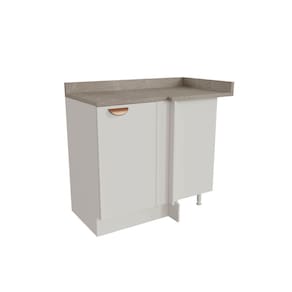 Balcão de Canto Reto com Tampo 1 Porta Arizona Cabecasa Madeiramadeira Branco/Cobre