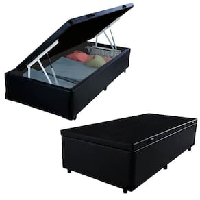 Cama Box Baú Solteiro Sintético + Colchão De Espuma D33 - Serene - 88cm Preto