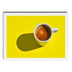 Quadro Para Cozinha Amarelo Café 45X34Cm - Com Vidro
