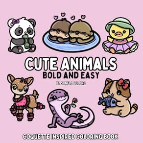 Livro de colorir Cute Animals Coquette inspirado para adultos/crianças