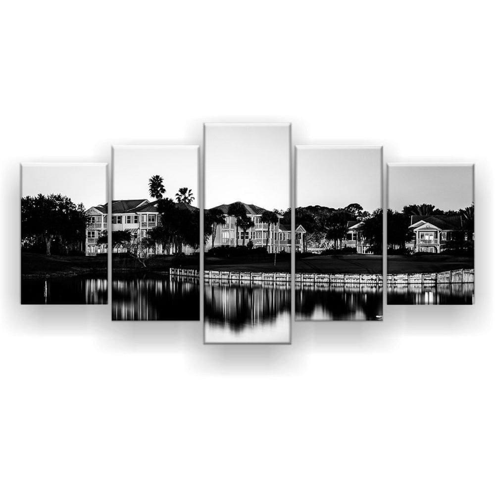 Quadro Decorativo Mosaico 5 Peças Vilarejo