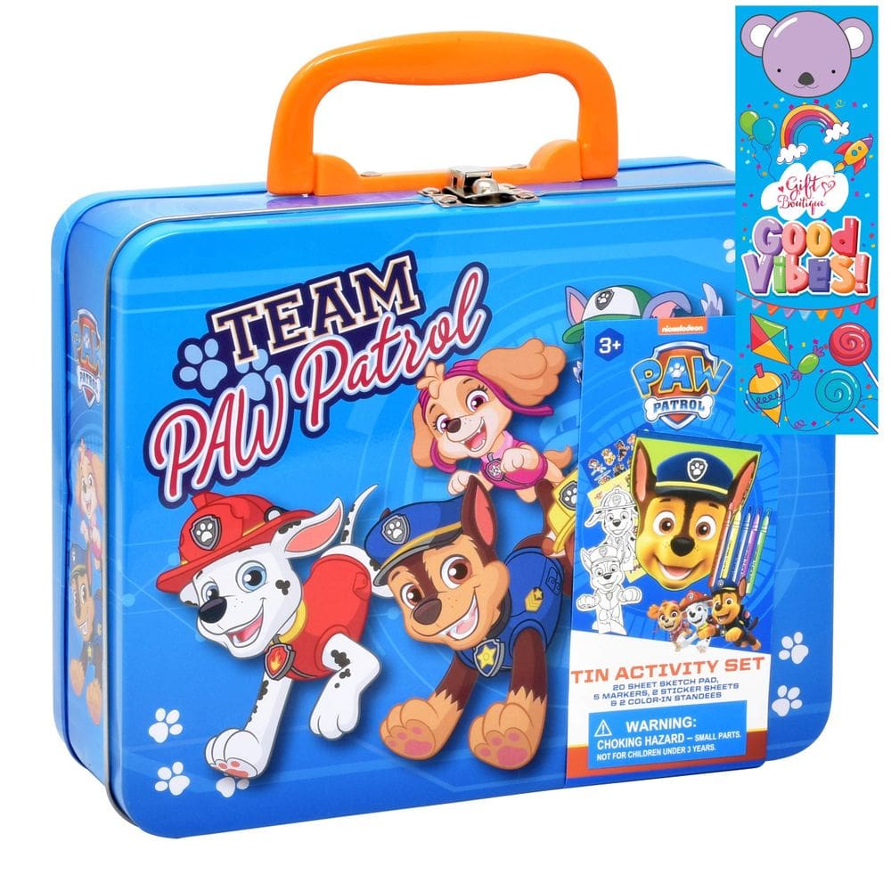 Conjunto de arte Paw Patrol para colorir e atividades para crianças com caixa de lata