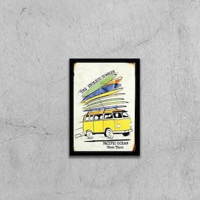 Quadro Kombi Com Pranchas De Surf 45X34Cm Com Vidro Preta