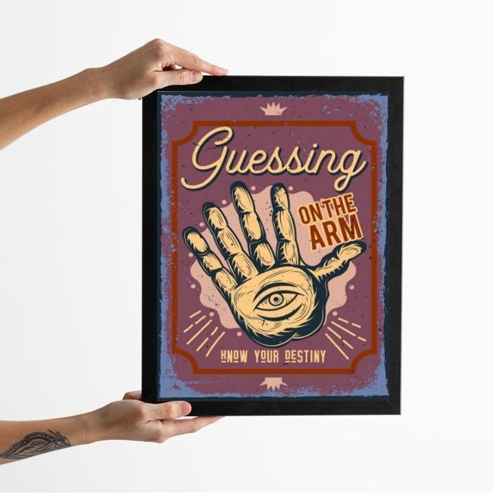 Quadro Vintage Leitura Mãos 33X24Cm - Com Vidro