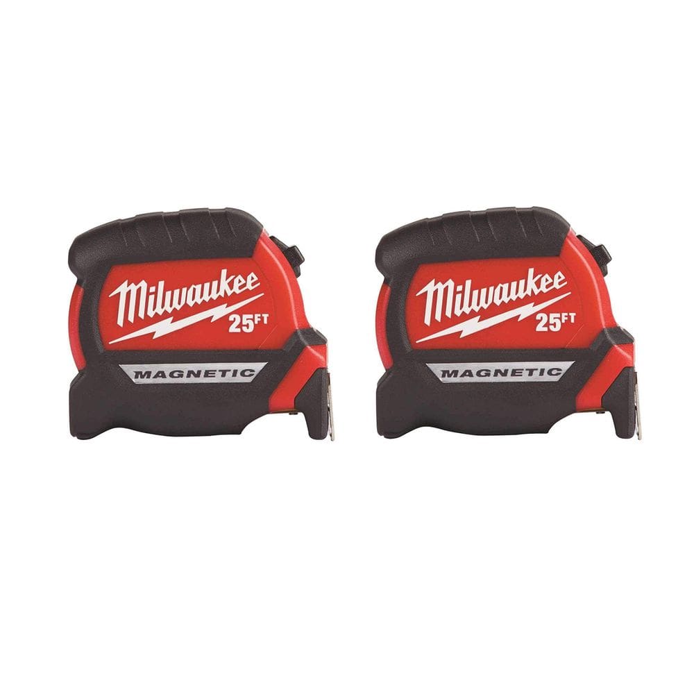 Ferramenta de fita métrica Milwaukee 48-22-7125 Magnetic 7,62 m, pacote com 2