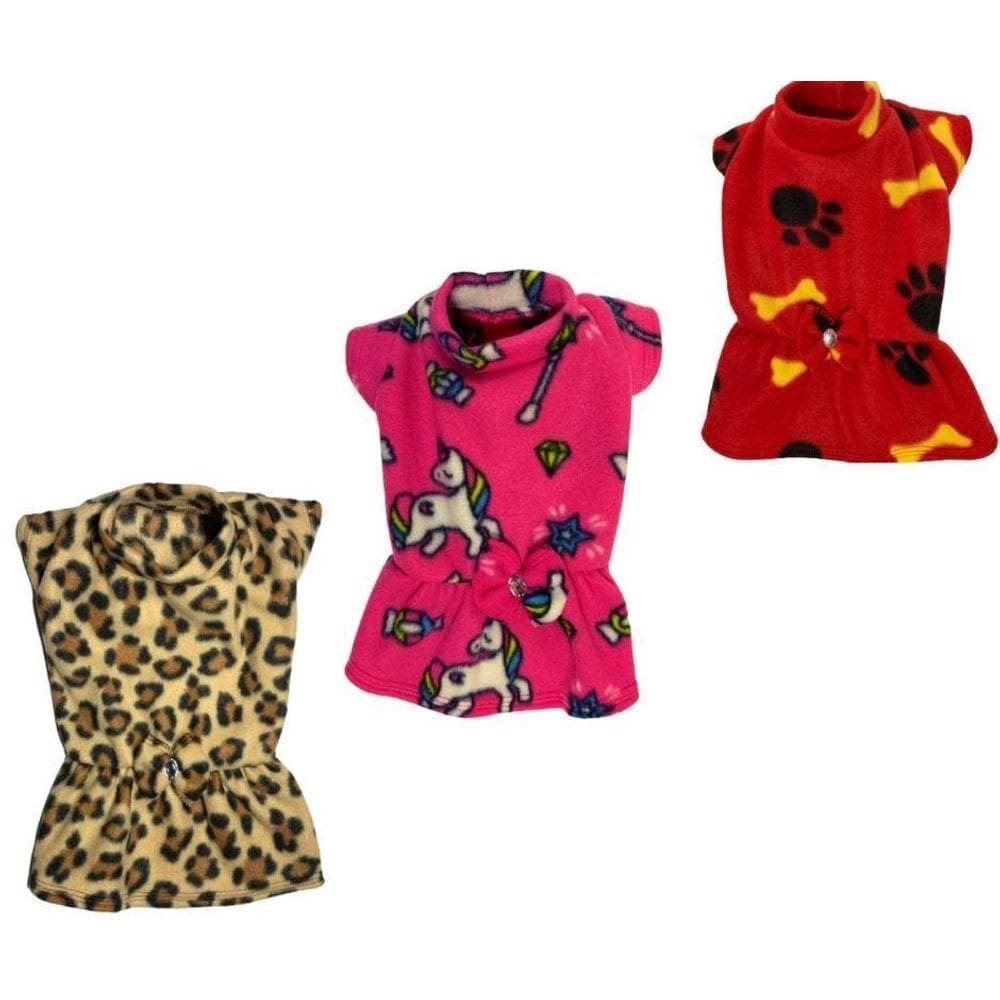 Kit 3 Roupas De Inverno Para Cães E Gatos - Vestidos Soft M