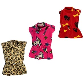 Kit 3 Roupas De Inverno Para Cães E Gatos - Vestidos Soft M