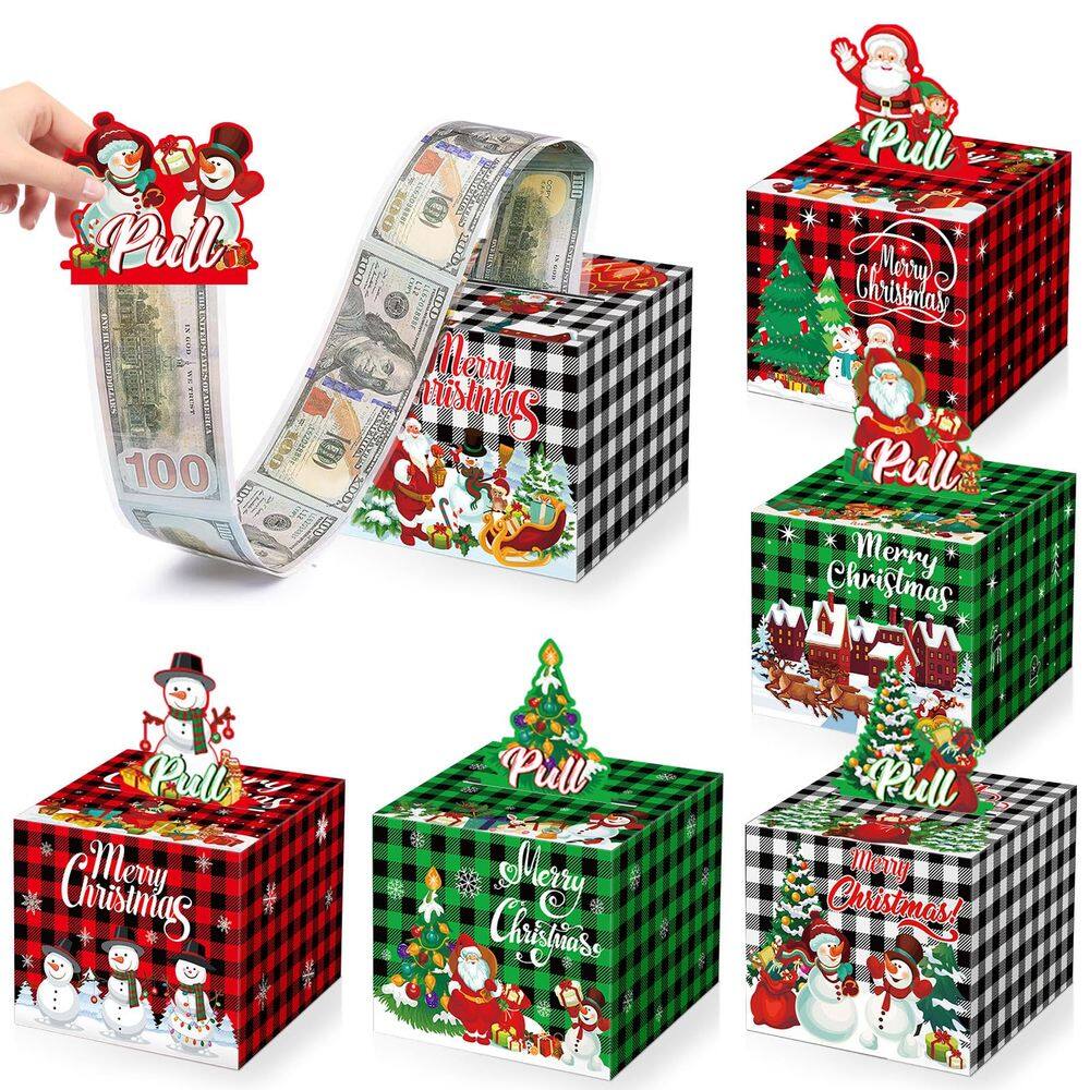 Caixa de dinheiro de Natal Justforjoyful Xmas vermelha verde branca