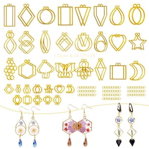 Molduras abertas de resina LET`S RESIN 172 unidades com joias Jump Rings