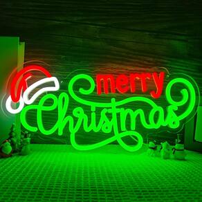 Placa de Natal de néon Lulkod Feliz Natal para decoração de parede