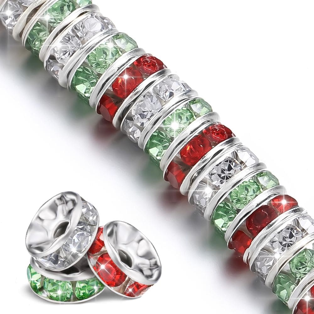 Spacer Beads Ferreve Christmas 600 peças de joias de strass de 8 mm