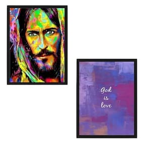 Quadro Decorativo God Is Love Moldura Preta 24X18Cm 2 Peças