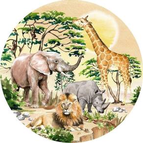 Painel Redondo Tecido Sublimado 3D Safari Frd-5927